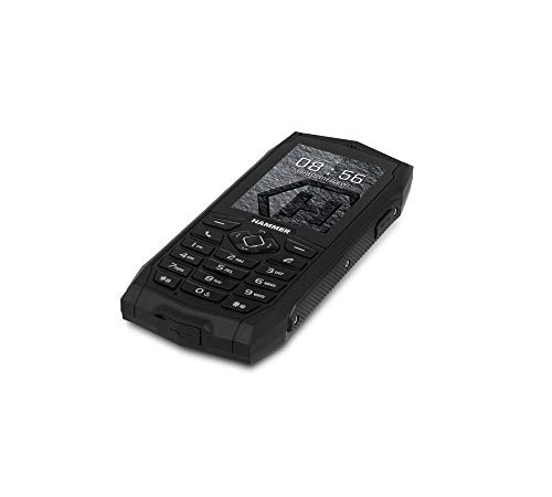 Hammer 3 teléfono Duradero para Trabajar, Mega batería de 2000 mAh, Pantalla de 2.4", Resistente al Agua (IP68), A Prueba de Golpes (IK05), Teléfono de botón, Linterna, Dual-SIM - Negro