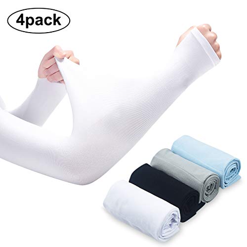 heavenlife 4 Pares Enfriamiento Mangas del Brazo, UV Protección Calentadores de Brazos con Pulgar Agujero para Hombres Mujeres, Manguitos Ciclismo Cubierta del Brazos para Correr Conducción Pesca