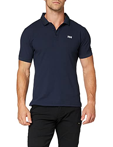 Helly Hansen Driftline Camiseta Tipo Polo de Manga Corta con Tejido de Secado rápido y Logo HH en el Pecho, Azul (Navy), M para Hombre
