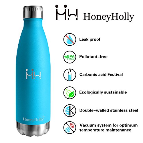 HoneyHolly Botella Agua Niños Acero Inoxidable, 350ml Aislamiento de Vacío de Doble Pared, Botella Termica, Botellas de Frío/Caliente, sin bpa Botella Reutilizable para Niños, Botella Agua Infantil