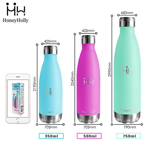 HoneyHolly Botella Agua Niños Acero Inoxidable, 350ml Aislamiento de Vacío de Doble Pared, Botella Termica, Botellas de Frío/Caliente, sin bpa Botella Reutilizable para Niños, Botella Agua Infantil