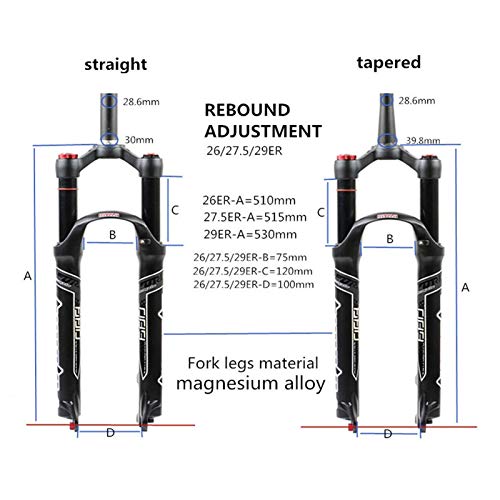 Horquilla Delantera MTB,Amortiguación Regulable Bloqueo Manual/Bloqueo Remoto Horquillas de Suspensión para Bicicletas (Color : A, Size : 29 Inch)