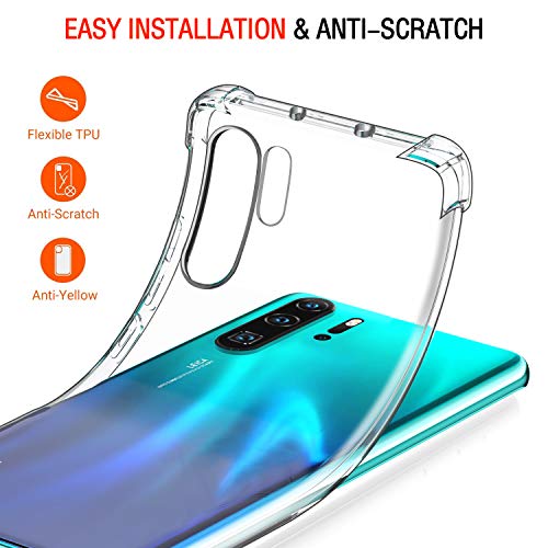 ivoler Funda para Huawei P30 Pro/Huawei P30 Pro New Edition, Carcasa Protectora Antigolpes Transparente con Cojín Esquina Parachoques, Flexible Suave TPU Silicona Caso Delgada Anti-Choques Case