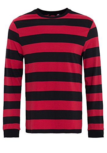 King Kerosin Streifenjersey Camiseta, Rojo, M para Hombre