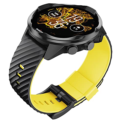 KINOEHOO Correas para relojes Compatible con Suunto 7/9/9 baro/D5/spartan sport Pulseras de repuesto.Correas para relojesde silicona.(Amarillo negro)