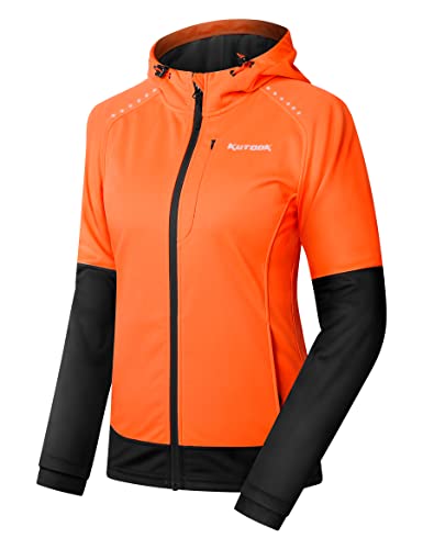 KUTOOK Chaqueta Mujer Invierno Cortavientos Trekking Running Softshell Montaña Senderismo Impermeable Ropa Termicas Forro Polar Naranja L