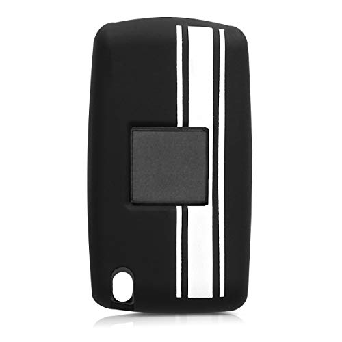 kwmobile Carcasa Compatible con Peugeot Citroen Llave de Coche Plegable de 2 Botones - Funda Protectora de Silicona - Cover Flexible en Blanco/Negro