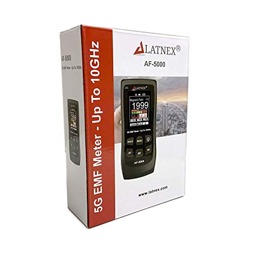 LATNEX AF-5000 5G EMF Meter RF Detector Tester y Lector con Certificado de Calibración - Pruebas y Medidas RF y Microondas, 3 ejes Gauss o Tesla Campos Magnéticos y ELF Eléctricos Campos