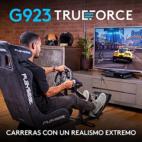 Logitech G923 TRUEFORCE Volante de Carreras y Pedales hasta 1000Hz Force Feedback, Pedales personalizables, Embrague Dual, Volante cubierto de Cuero Auténtico para Xbox Series X|S & One, PC - Negro