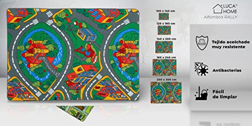 LucaHome – Alfombra Infantil Carretera, Juegos, Ciudad, alcolchada | Alfombra Infantil Plegable | Alfombra Juegos Circuito Coches con Base Antideslizante | Alfombra Carretera Coches 120 x 160cm