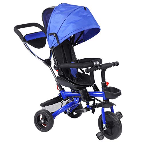 Lyrlody - Triciclo infantil evolutivo para niños de 1 a 5 años de edad, bicicleta de marcha para niños, triciclo infantil, parasol plegable con putter regalo para niños y niñas (rojo)