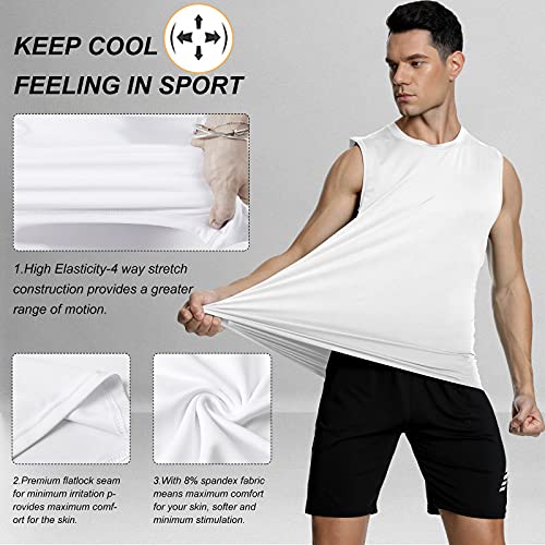 MeetHoo Camisetas de Tirantes Hombre Chaleco Deportivo Entrenamiento Camiseta sin Mangas Deportivas Fitness Verano para Deporte Gimnasio Correr Fútbol y Ciclismo