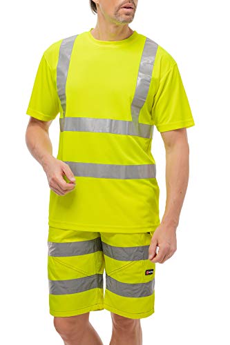 Mivaro Camiseta Manga Corta Alta Visibilidad Reflectante EN ISO 20471 Clase 2, Größe Textil:5XL, Farbe:Amarillo fosforito