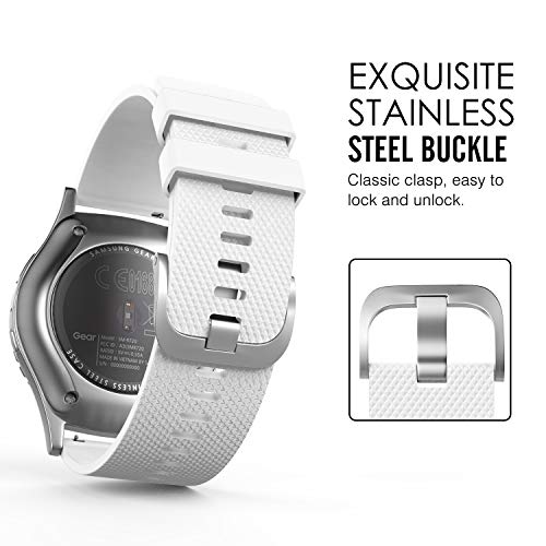 MoKo 3 Pack Correa Compatible con Garmin Vivoactive 3/Forerunner 245/Bip/GTS/GTS 2/2 Mini/Galaxy Watch 4/4 Classic/3 41mm/Active 1/2, 20mm Pulsera de Repuesto de Silicona, Blanco/Negro/Verde Gema