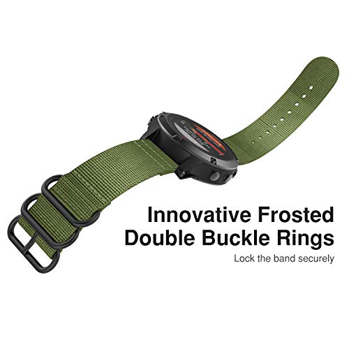 MoKo Pulsera Compatible con Fenix 5/5 Plus/Forerunner 935/945/Instinct, Correa Deportivo de Reloj de Nylon, Pulsera Ajustable con Cierre Clip, Respirable y Reemplazable (No Quick Fit) - Ejercito Verde