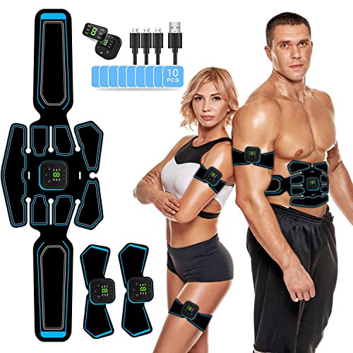 Moonssy Electroestimulador Muscular - Abdominales Electroestimulacion, EMS Estimulación USB Recargable ABS Trainer para Abdomen/Brazo/Piernas/Cintura