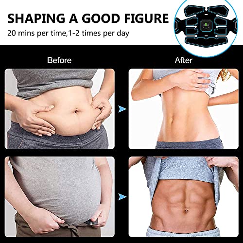 Moonssy Electroestimulador Muscular - Abdominales Electroestimulacion, EMS Estimulación USB Recargable ABS Trainer para Abdomen/Brazo/Piernas/Cintura