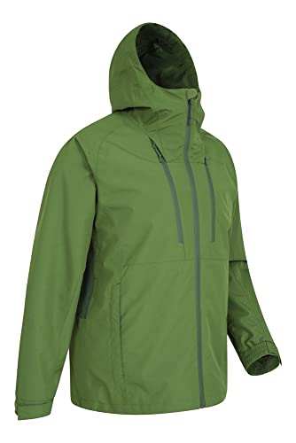 Mountain Warehouse Chubasquero de Hombre Trail - Transpirable, Impermeable, Costuras Selladas, Capucha Compresible, puños Ajustables - Ideal para Viaje, Acampar, Correr Caqui Oscuro S