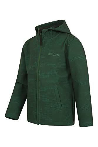 Mountain Warehouse Exodus Chaqueta Softshell para niño - Chaqueta Impermeable con Forro Polar, Cortavientos, Transpirable Trekking, montaña y Entretiempo Camuflado 9-10 Años