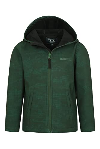 Mountain Warehouse Exodus Chaqueta Softshell para niño - Chaqueta Impermeable con Forro Polar, Cortavientos, Transpirable Trekking, montaña y Entretiempo Camuflado 9-10 Años