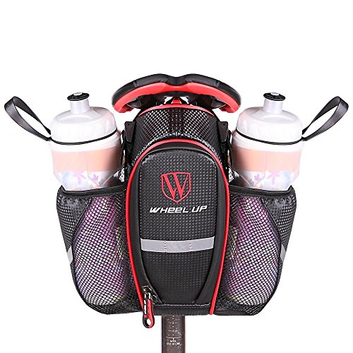 MSKAY Bolso de la Bici de 2 Bolsillos Bolso del Asiento del alforjas de la Bicicleta Bicicleta de montaña MTB Carretera Asiento Trasero Bolsa con Cinta Reflectante para una conducción Segura, Red