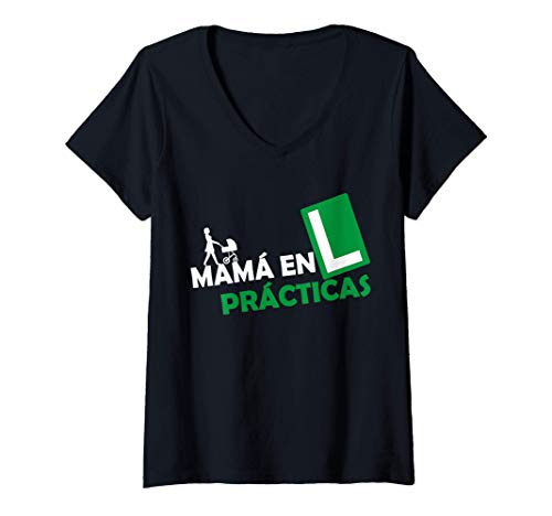 Mujer Mamá en Prácticas Divertida Futura Mamá Anuncio Embarazadas Camiseta Cuello V