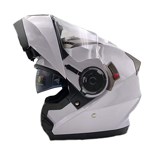 Nat Hut Casco Moto Modular ECE Homologado Casco de Moto Scooter para Mujer Hombre Adultos con Doble Visera (M 57-58cm, Blanco)