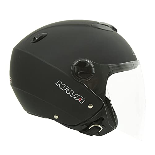 NAVA Casco Homologado Jet City en Negro Mate | Pantalla abatible | Cierre de Hebilla micrométrica (XL)