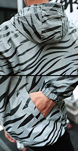 NewL Chaqueta ligera reflexiva Hombres Mujeres Malla Estilo Noctilucent Zebra Chaquetas Impermeable, gris, M