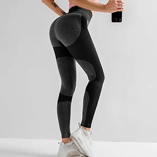 Nileco Alta Cintura Pantalones De Yoga para Las Mujeres,Levantamiento De Butt Leggings De Culo Escrunch Entrenamiento Control De La Barriga Mallas De Botín-Negro M