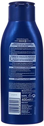 NIVEA Body Milk Nutritivo en pack de 3 (3 x 400 ml), leche corporal para una hidratación profunda durante 48 h, crema hidratante corporal con aceite de almendras