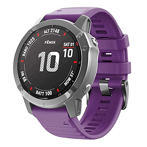 NotoCity Garmin Fenix 6X Correa, Silicona Reemplazo Correa para Garmin Fenix 6X/Fenix 6X Pro/Fenix 3/Fenix 3 HR/Fenix 5X/Fenix 5X Plus, Easy-Fit, no Adapta a Fenix 6,6s (Morado)