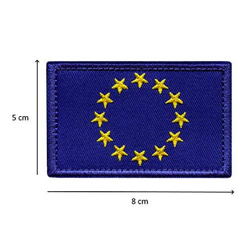 Parche Bandera Unión Europea para Ropa Hombres y Mujeres – 8 x 5 cm - Escudo Bordado Militar Táctico UE Colores Originales Chaqueta Mochila Crossfit Aplicaciones para Coser Emblema Europa Aplique