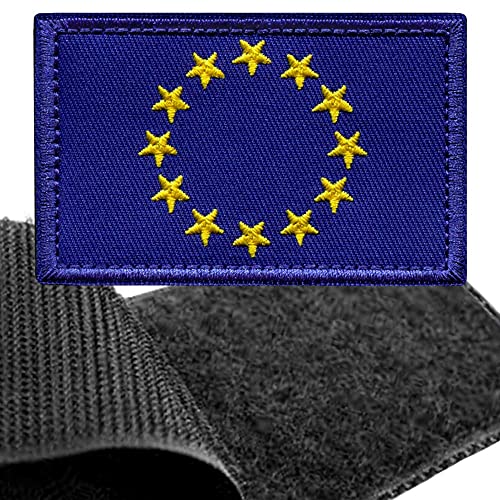 Parche Bandera Unión Europea para Ropa Hombres y Mujeres – 8 x 5 cm - Escudo Bordado Militar Táctico UE Colores Originales Chaqueta Mochila Crossfit Aplicaciones para Coser Emblema Europa Aplique