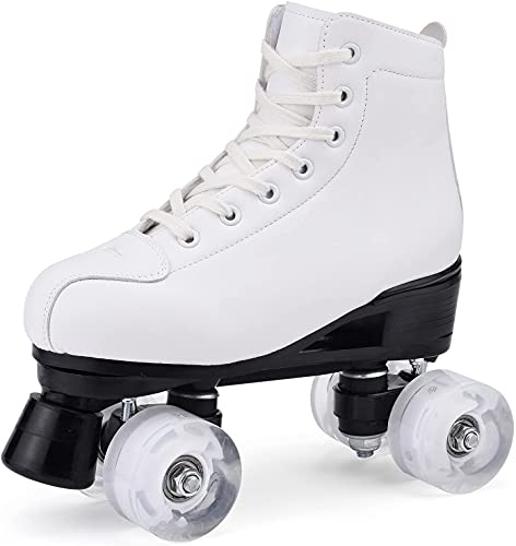 Patines LED,Patines En Paralelo Niña/Mujer,Patines 4 Ruedas Hombre,Top Alto Clásico PatinesSobreRuedas Adulto,monocromático es Adecuado para el Graffiti,Adecuado para Principiantes Al Aire Libre (40)