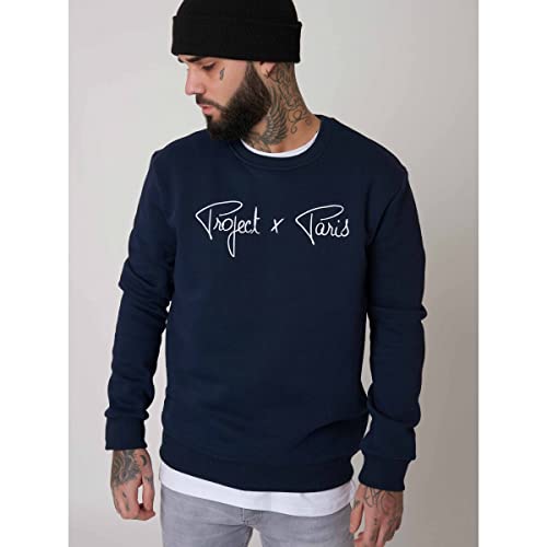 Project X Paris Sudadera unisex con logotipo de contraste, azul, L