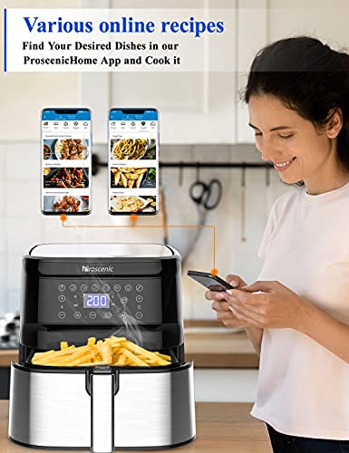 proscenic T21 Freidora sin Aceite, Freidora de Aire 5.5L, Compatible con App y Alexa, Freidora sin Aceite WIFI, Función de combinación, Recetas Españolas Online, Sin PFOA, Pantalla LED Táctil, 1700W