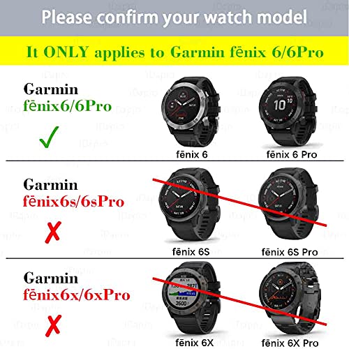 Protector de pantalla para Garmin fenix 6/6 Pro Multisport GPS Watch + tapones de silicona antipolvo, iDaPro vidrio templado antiarañazos, sin burbujas