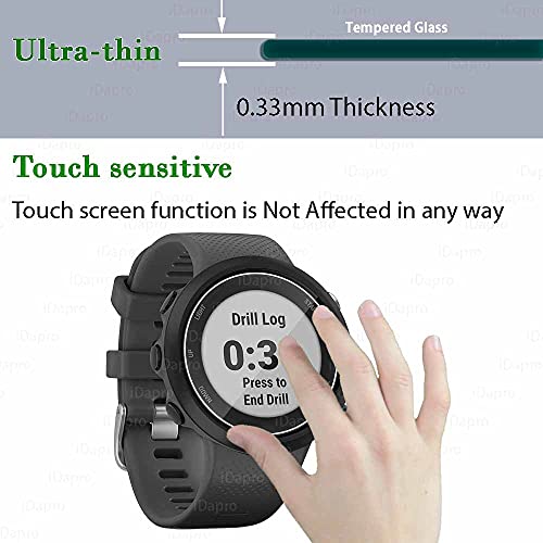 Protector de pantalla para Garmin fenix 6/6 Pro Multisport GPS Watch + tapones de silicona antipolvo, iDaPro vidrio templado antiarañazos, sin burbujas