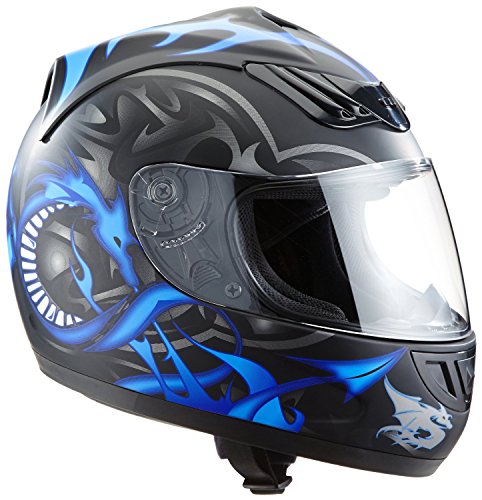 Protectwear Casco de moto azul mate del dragón H-510-11-BL Tamaño M