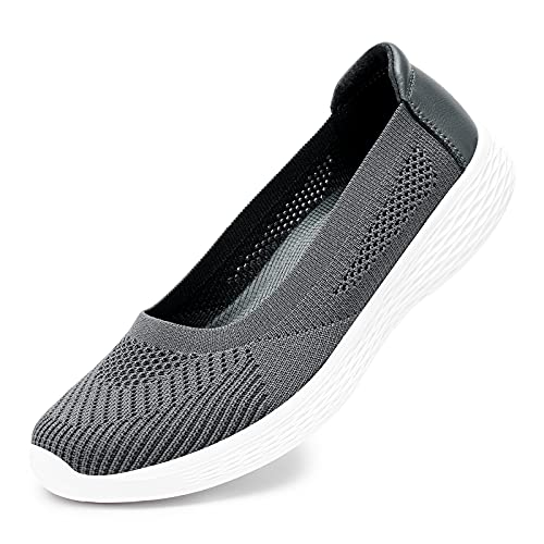 Puxowe Zapatos Tejer Mujer Comoda Casual Mesh Ligero Antideslizante Zapatillas Sneakers Classic Slip On Andar Bambas Mocasines 39.5 EU Deep Gray