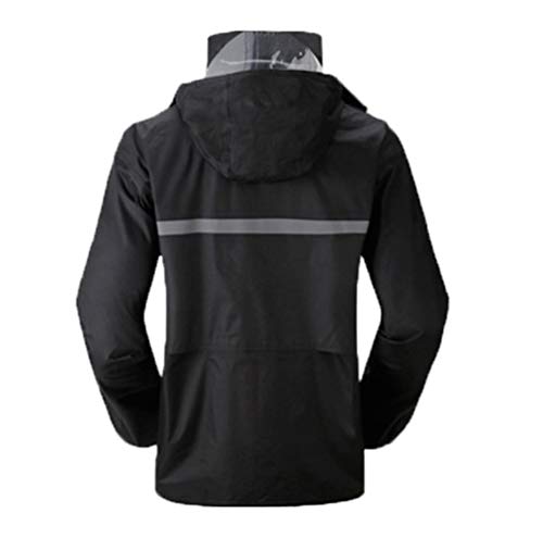 QitunC Conjunto Lluvia 2 Piezas (Pantalón y Chaqueta) con Bandas Reflectantes para Mujer y Hombre Al Aire Libre Traje de Chubasqueros Impermeable (Negro, 4XL)