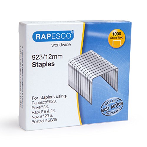 RAPESCO - Lote de 3 cajas de 1000 grapas galvanizadas 923/12 mm tipo 23