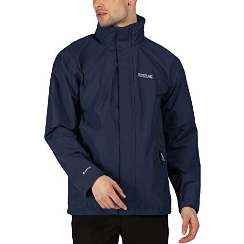 Regatta Matt Chaqueta Impermeable con Capucha Oculta, Forrada de Malla, para Exteriores Jackets Waterproof Shell, Hombre, Navy/Navy, M