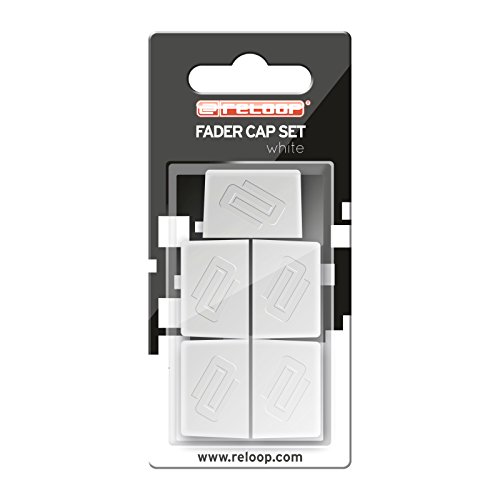 Reloop Fader Cap Set white - 5 tapones de fader, Recubrimiento de goma para un agarre firme, Compatible con la mayoría de los mezcladores y controladores de DJ, blanco