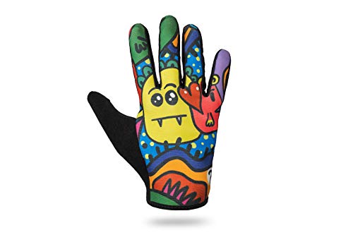 RideMore – Guantes de Ciclismo para Hombre y Mujer | para BMX, Scooter, MTB y Ciclistas | Guantes Finos con Slip-On, Fuerte Agarre y Pantalla táctil (Cartoon,XS)