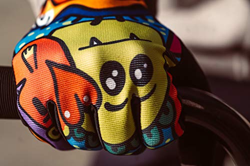 RideMore – Guantes de Ciclismo para Hombre y Mujer | para BMX, Scooter, MTB y Ciclistas | Guantes Finos con Slip-On, Fuerte Agarre y Pantalla táctil (Cartoon,XS)