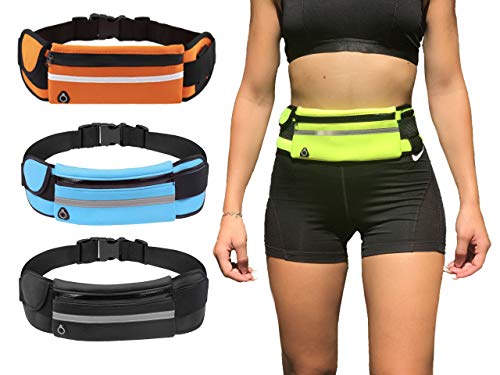 Riñonera Deportiva Hombre de Neopreno cinturón Running Mujer Impermeable Unisex con Tiras Reflectantes y Correa Ajustable para iPhone 12/12Pro/12ProMax/XR/XS/X/8 Samsung S20/10/S9/S8