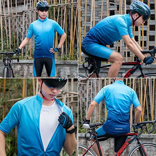 ROTTO Maillot Ciclismo Hombre Camiseta Ciclismo Manga Corta Ropa Ciclista para Bicicleta de montaña con Bolsillo