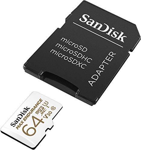 SanDisk MAX Endurance Tarjeta de Memoria microSDHC 64GB para videovigilancia y Control del hogar con Adaptador SD con hasta 15,000 Horas